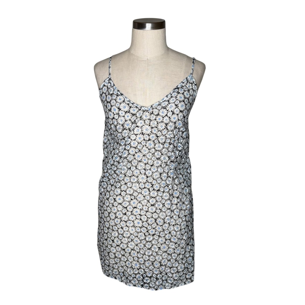 MAJE Milania Burnout Slip Dress Blue Daisy Floral Print Mini Women's 34 US XS